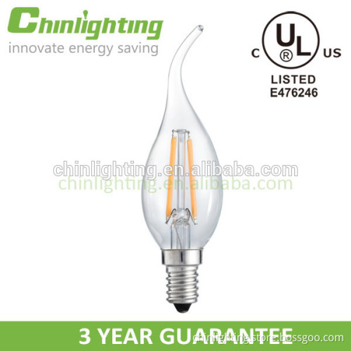 Standard Decorative Chandelier 2W E14 230V ca35 LED filament lamp with clear glass and gas-filled bulb